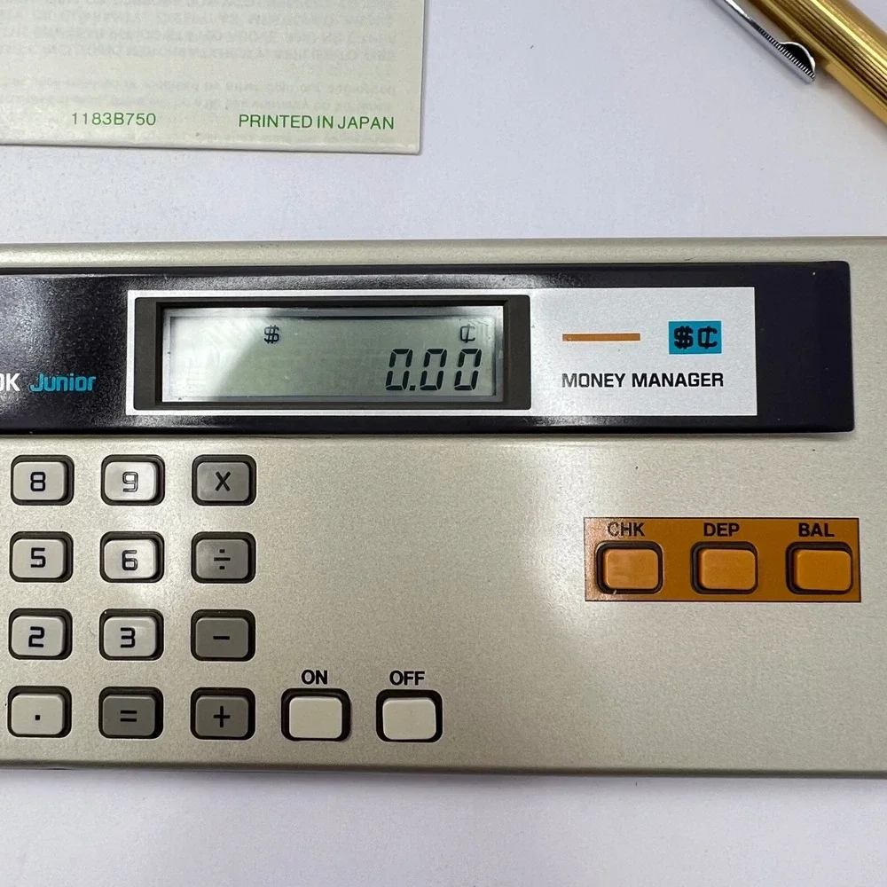 Canon Checkbook Junior Money Manager Calculator Set WORKS with Pen Manual 1980s